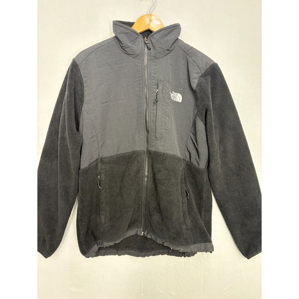 The North Face Full Zip Denali Fleece‎ Jacket Womens Black Gray Modern Gear L